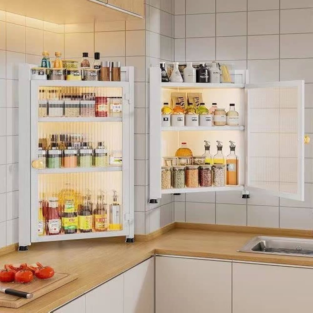 Amazon｜キッチンコーナー調味料収納棚三角調味料収納棚油塩酢